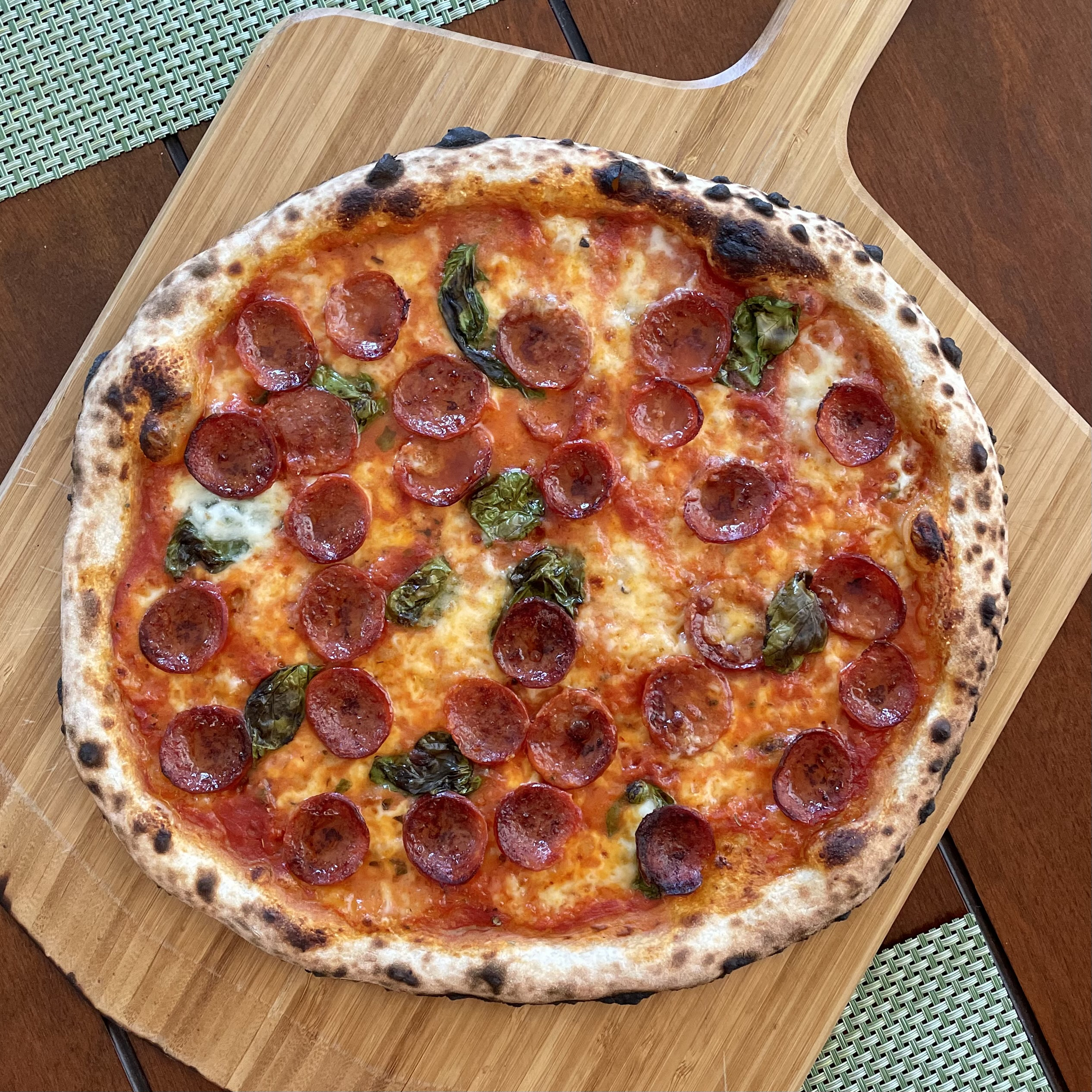 Pepperoni & Basil Pizza in the Ooni Koda 16 Pizza Oven